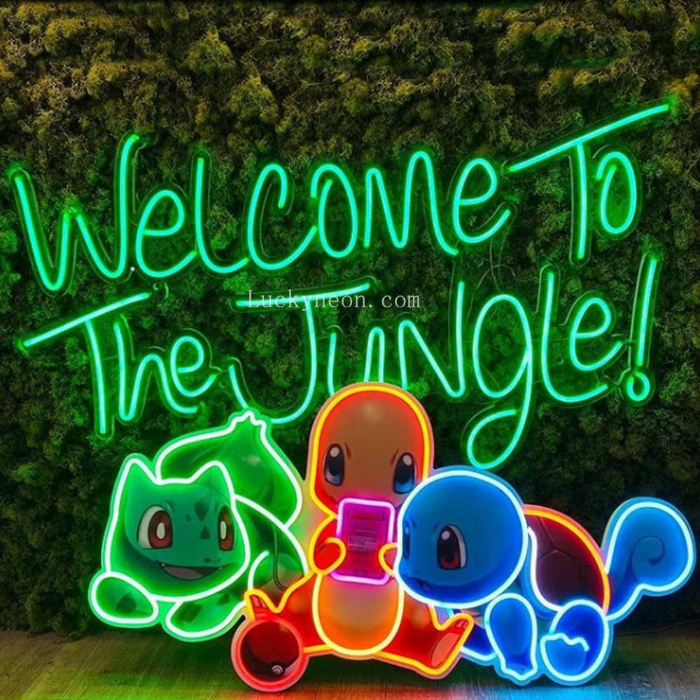 ineonlife Welcome to the Jungle neon bord groen neon bord LED bord woord lichtreclame neonlicht voor muur deco USB letter verlichtend voor tuin huisingang veranda feest cadeau