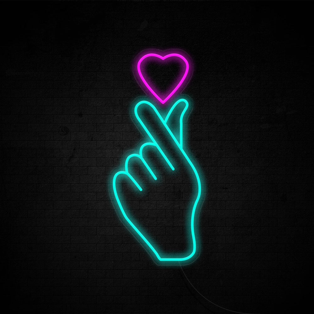 Finger Heart Neon Sign Handmade Led Love Gesture Light for Wall Decor Game  K-Pop Artwork Bedroom Living Room Cafe Lounge