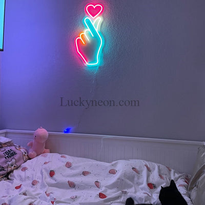 BTS Finger heart neon sign,LED neon sign, Korea neon sign