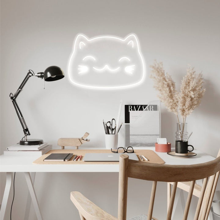 Lucky Cat Neon Sign Japan Cute Nya Cat Neon Sign Anime Game Neon