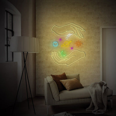 MAGIC HAND| Planet hand neon sign|Galaxy neon sign