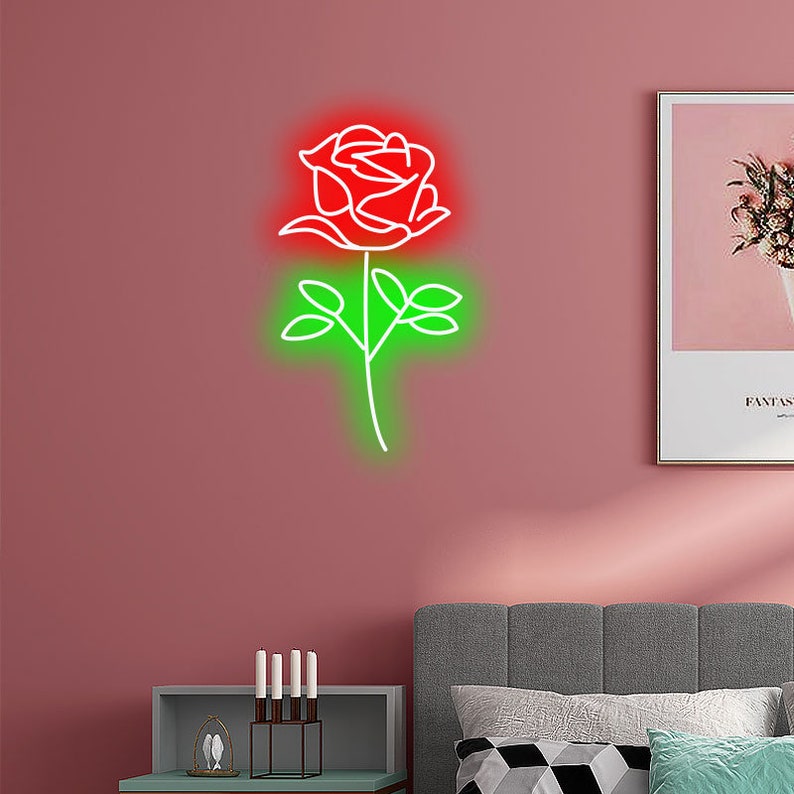 Rose neon sign,Rose neon light,Rose neon signs for bedroom,Flower neon sign,Flower neon light,Neon sign rose,Neon sign flower