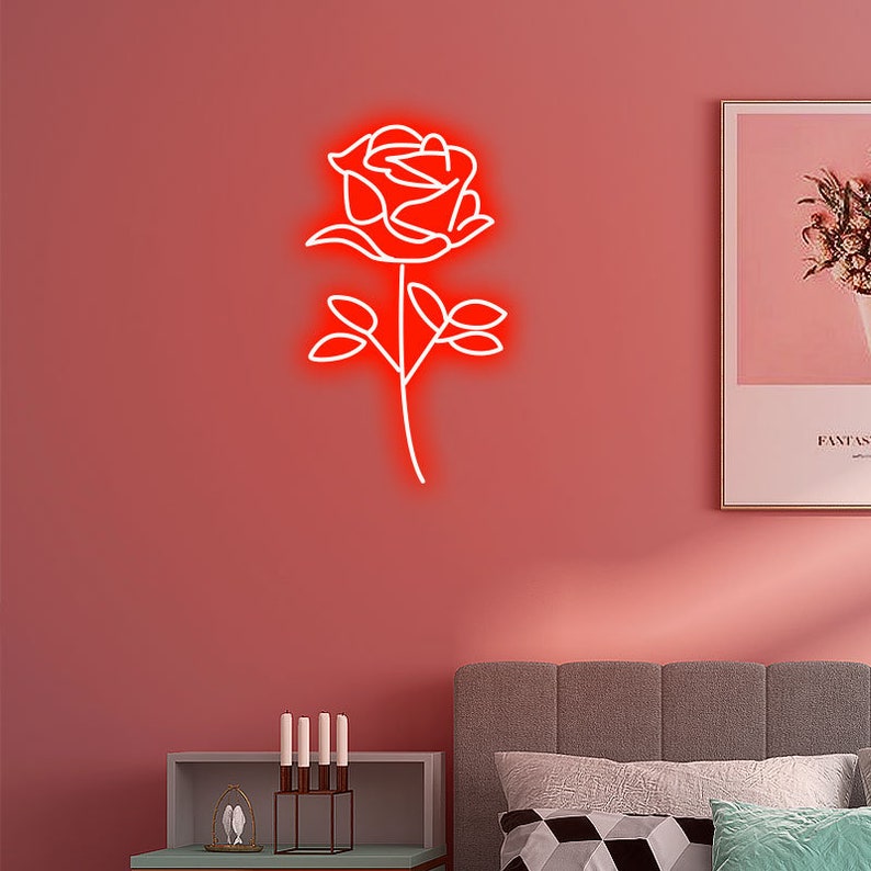 Rose Neon Sign Custom Flower Led Neon Light Sign for Bedroom