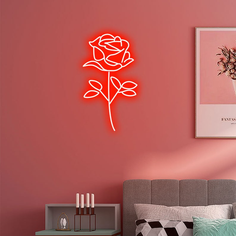 Rose Neon Sign Flower Led Light Red Neon Sign Aesthetic - NeonGrand