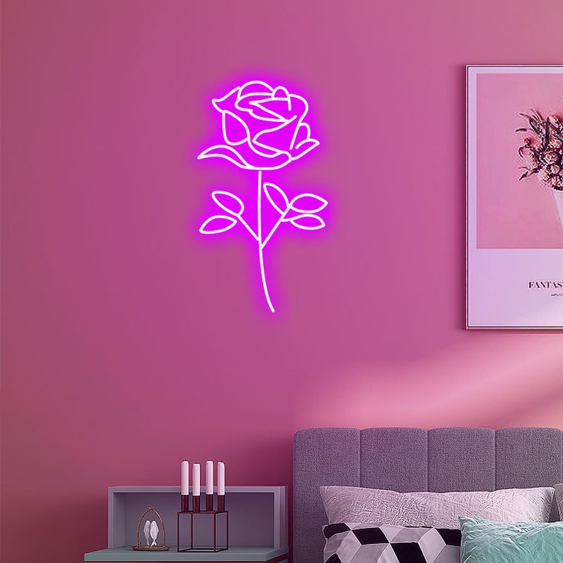 Rose Neon Sign Custom Flower Led Neon Light Sign for Bedroom 
