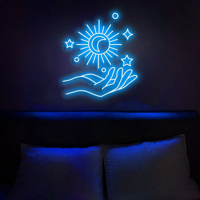 Space hand neon sign