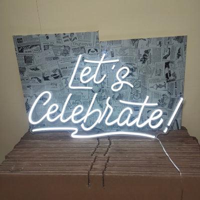  Lets Celebrate Sign Light Wedding Decor Neon Wall Art Home Party Bar Decor