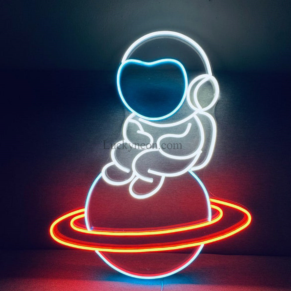 Neon Planet Spaceship, Neon Sign Astronaut