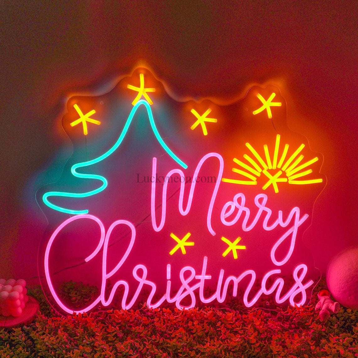 Merry Christmas Santa Claus Neon Sign Custom Bar Silhouette Flexible LED Wall Bedroom Acrylic Art Christmas Ornament Holiday Decor