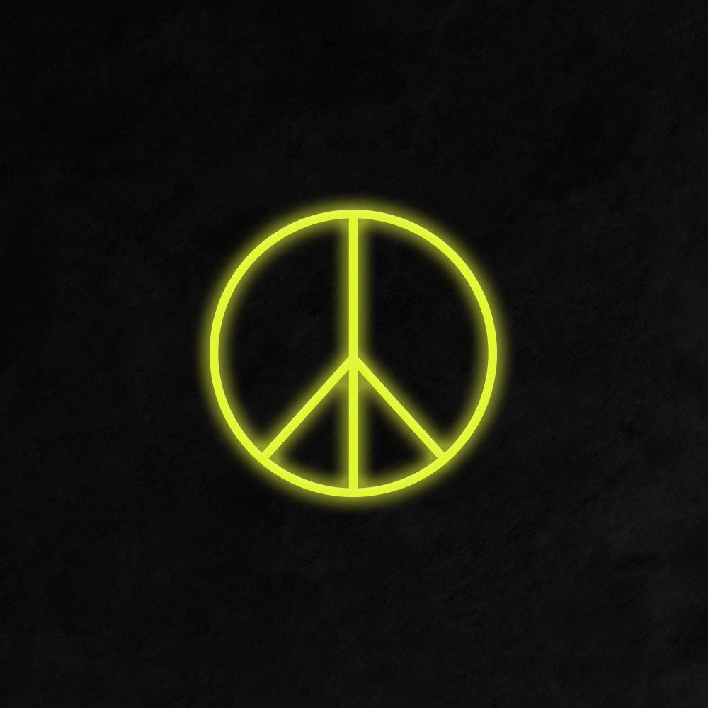 Lemon Yellow Peace Symbol neon sign