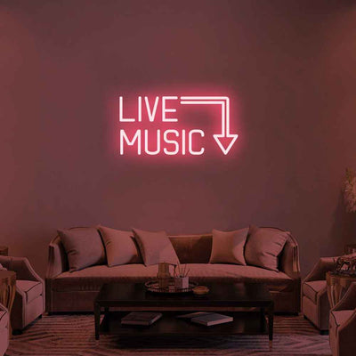 Live Music Arrow Neon Sign, Music Lover Gift Neon Sign