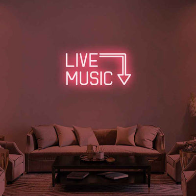 Live Music Arrow Neon Sign, Music Lover Gift Neon Sign