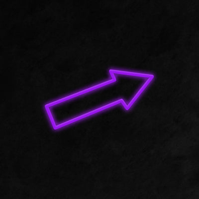 Arrow right glowing purple neon sign or led strip